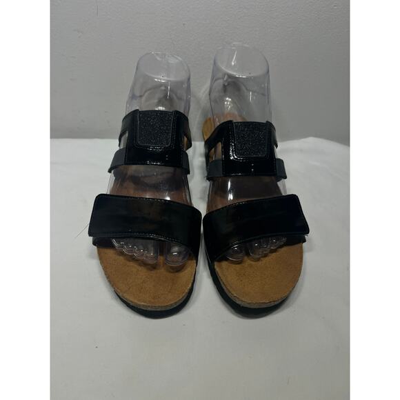Naot Sandals Nancy Wedge Black Patent Leather Vacation Comfy Casual Travel 39/8 - Picture 5 of 6